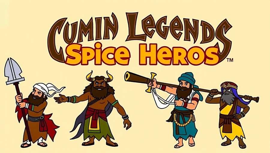 Cumin Legends Spice Heroes regional promotional image showing different spice characters from various Indian states