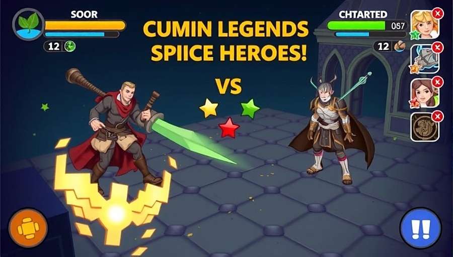 Cumin Legends Spice Heroes battle screen showing strategic combat between spice characters