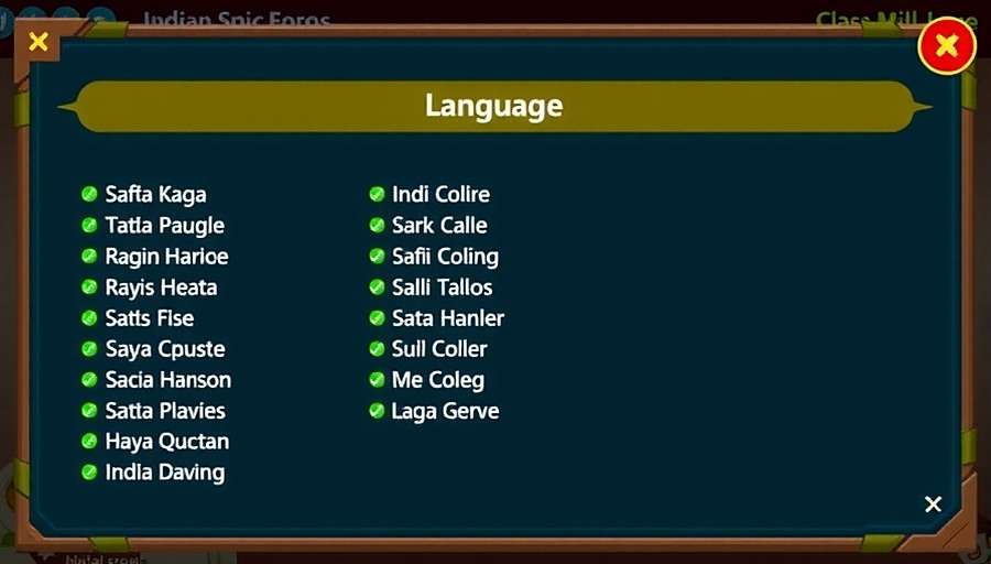 Cumin Legends Spice Heroes language selection screen showing various Indian language options